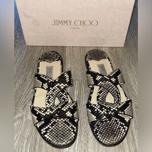 Jimmy Choo Snake-Print Slides